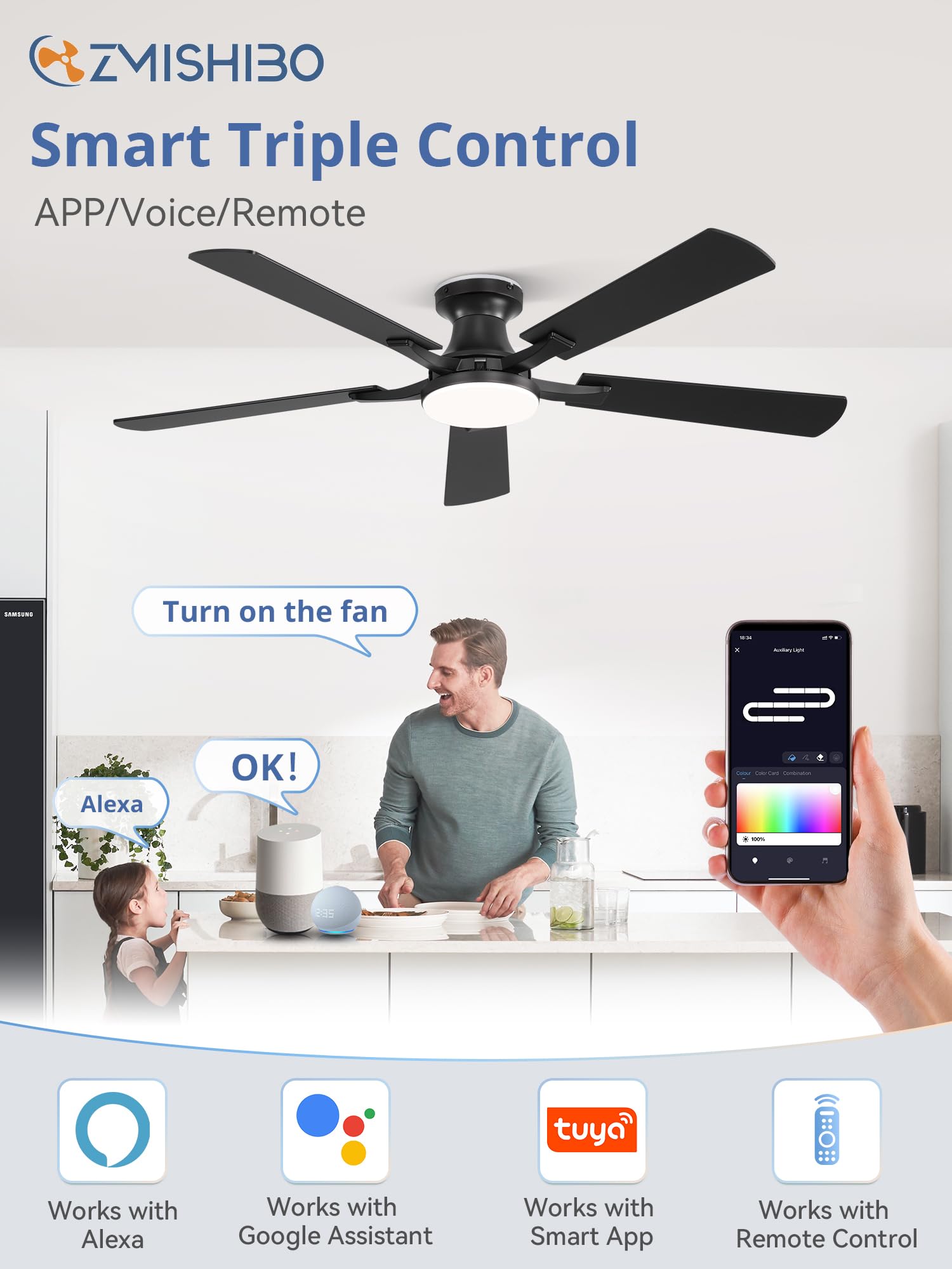 ZMISHIBO 6-speed DC motor delivers quiet cooling for bedrooms.
