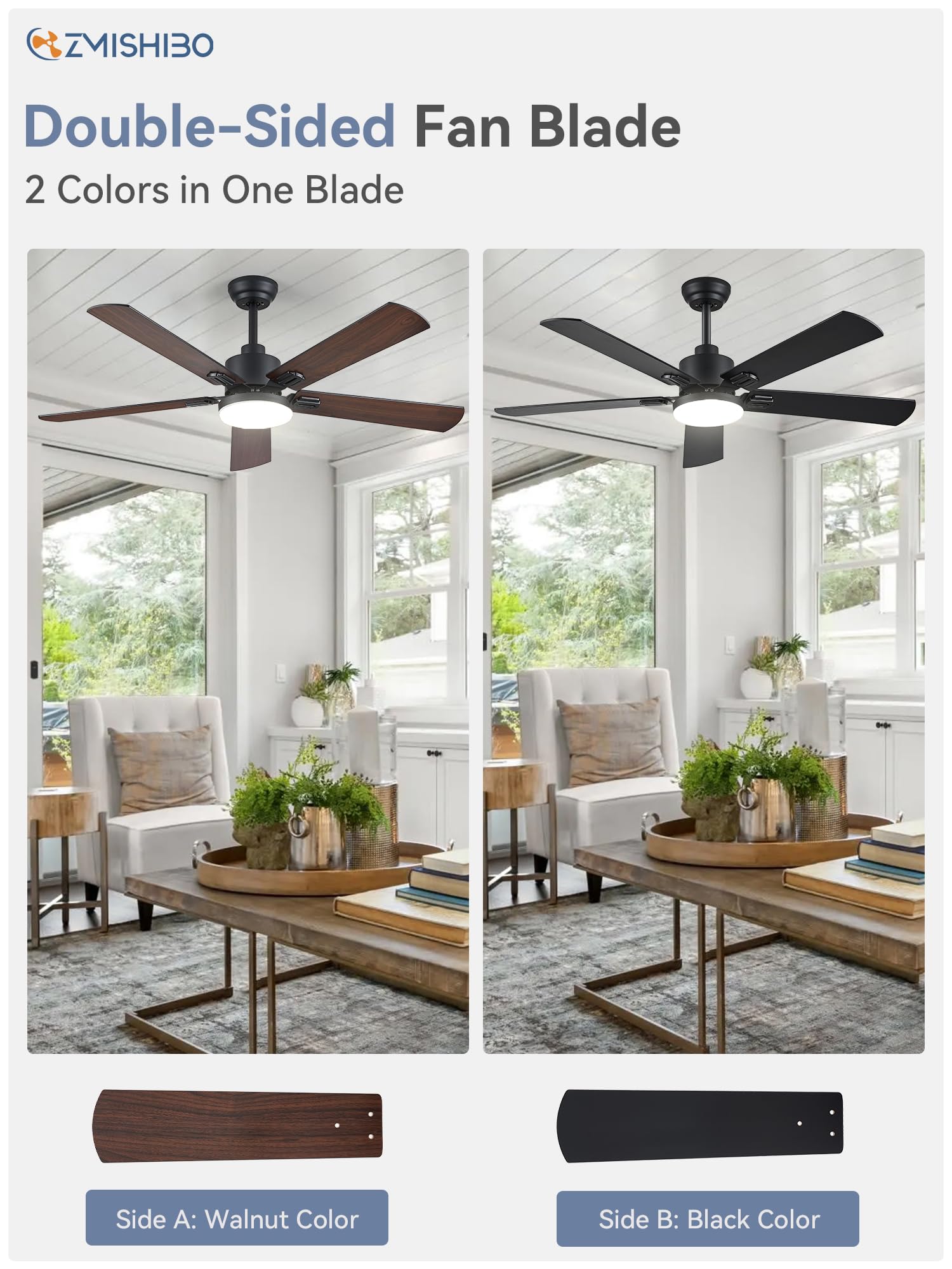 Pure copper motor inside a ZMISHIBO ceiling fan for quiet airflow