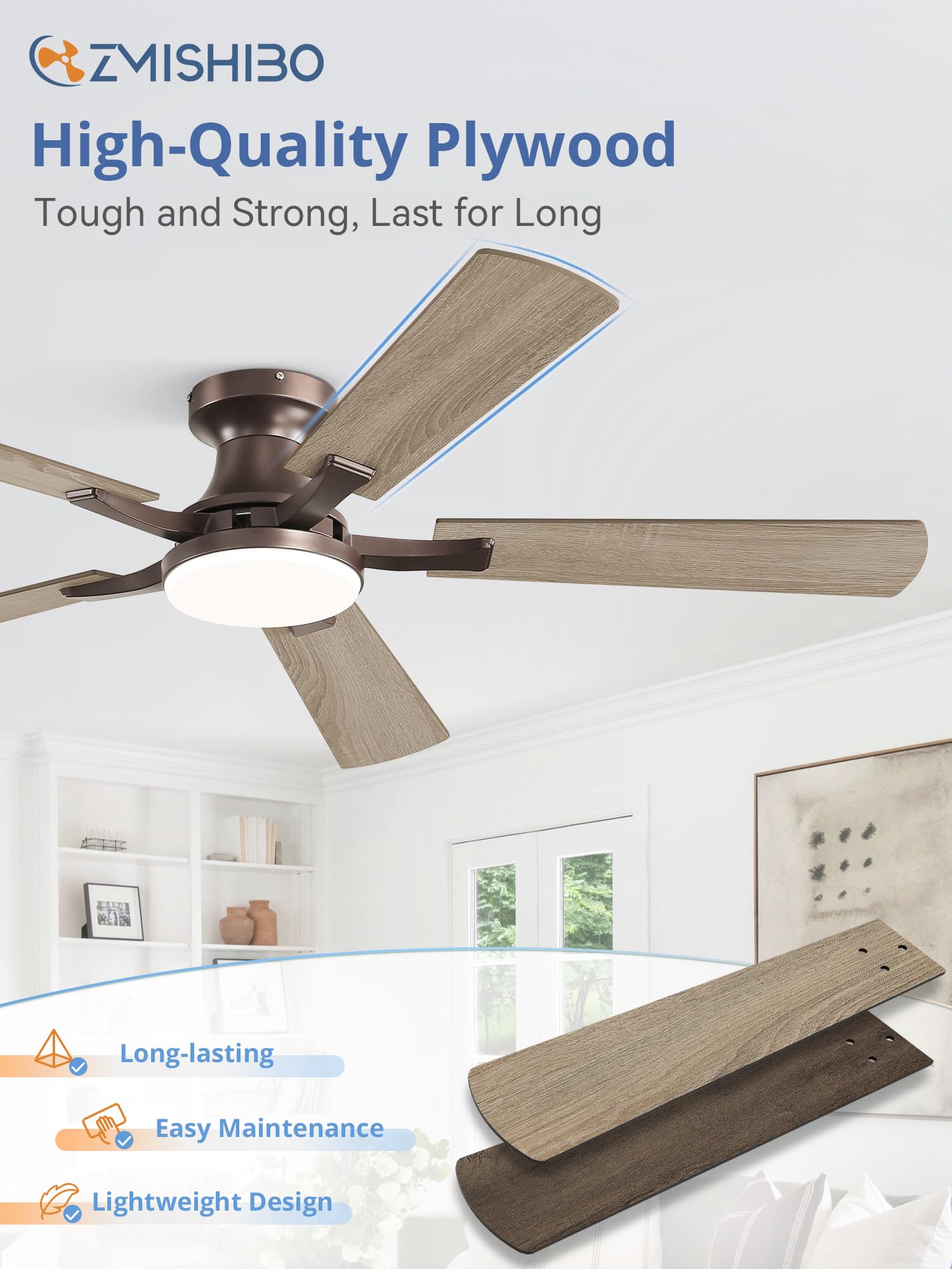 ZMISHIBO quiet DC motor delivers powerful airflow with minimal sound.