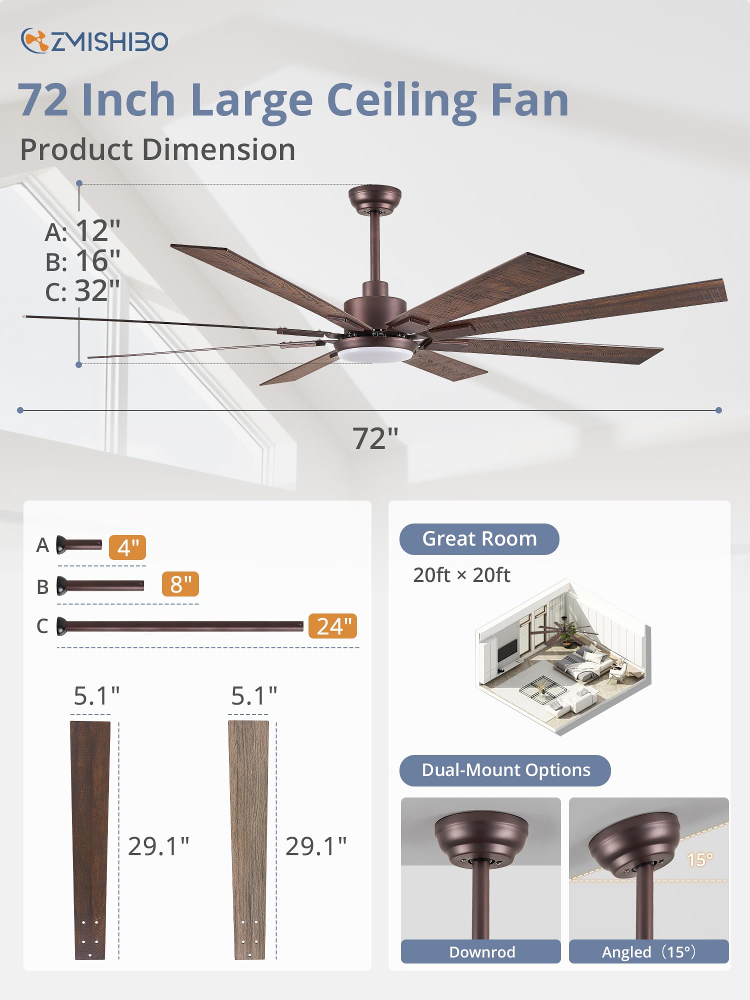 ZMISHIBO quiet DC motor delivering near-silent operation for homes.