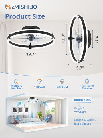 ZMISHIBO quiet remote operation lets you control lighting and speed.