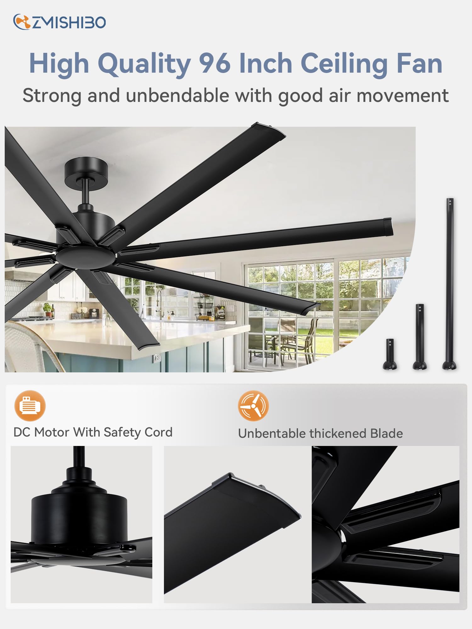 ZMISHIBO remote control with six speeds enables easy comfort adjustments.
