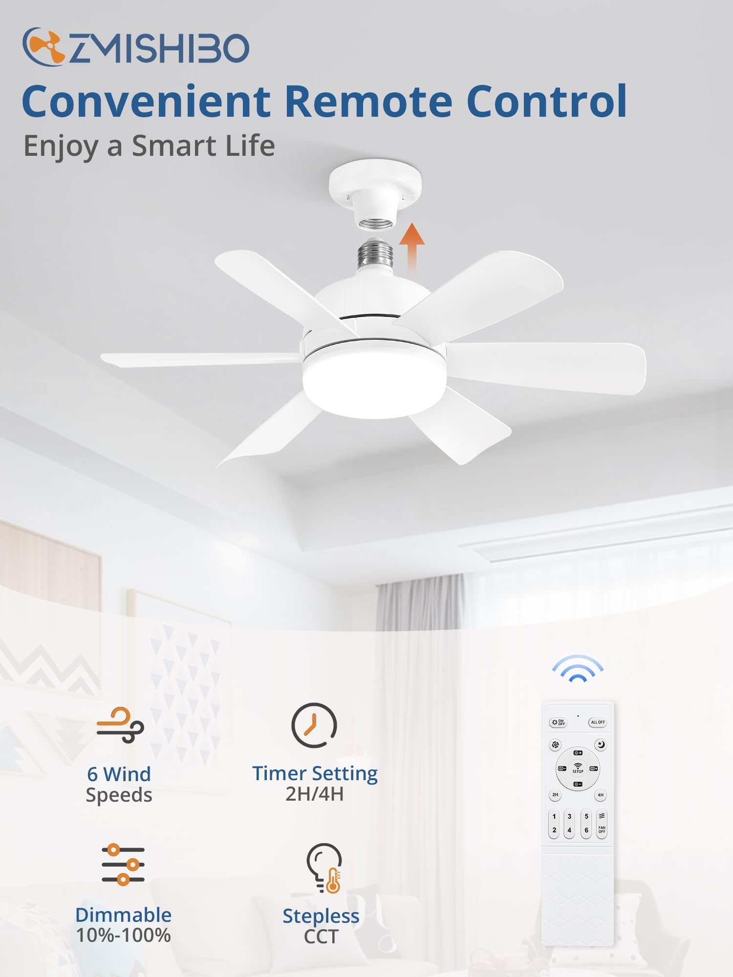 ZMISHIBO remote control enables easy dimming and color changes from across the room.