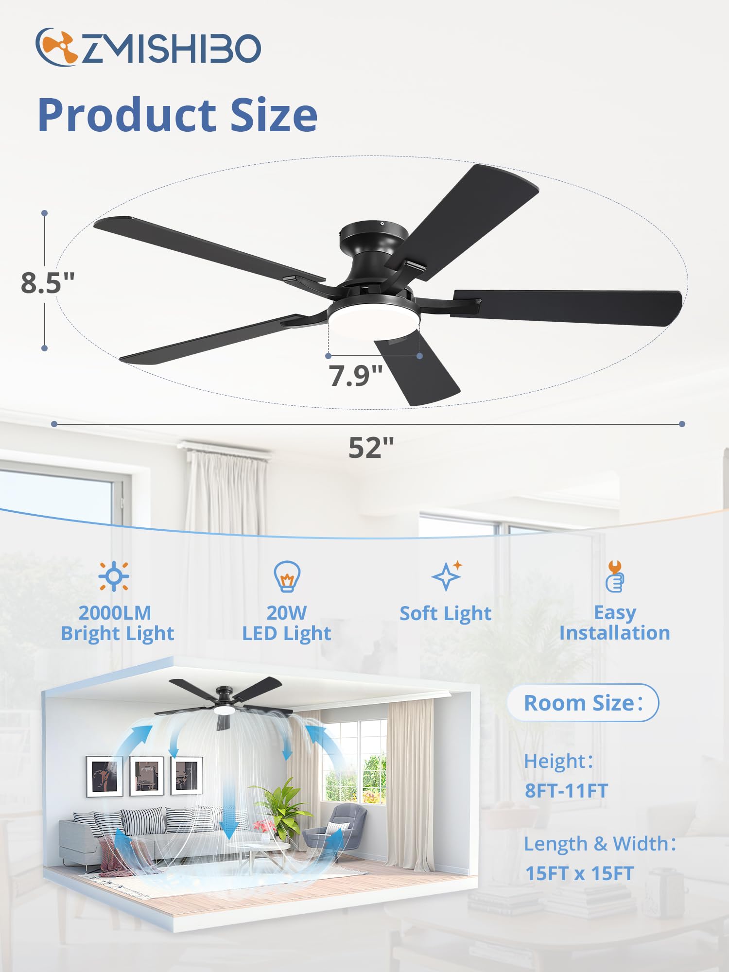 ZMISHIBO reversible blades enabling year-round comfort and airflow