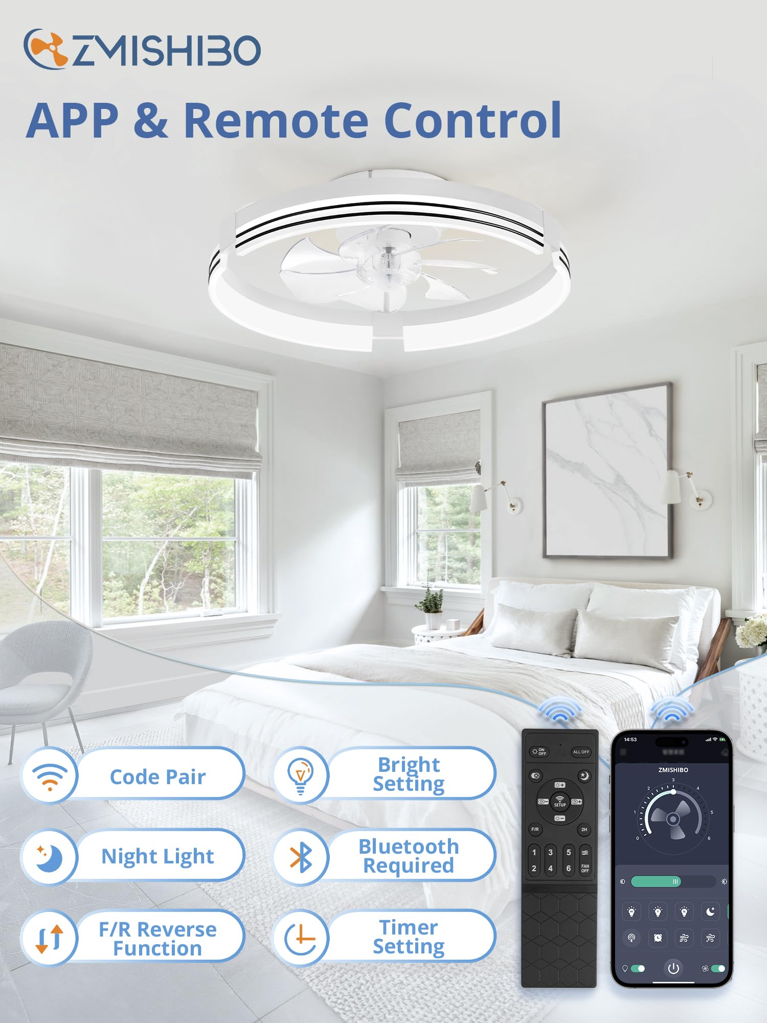 ZMISHIBO copper reversible motor for year round airflow and quiet operation