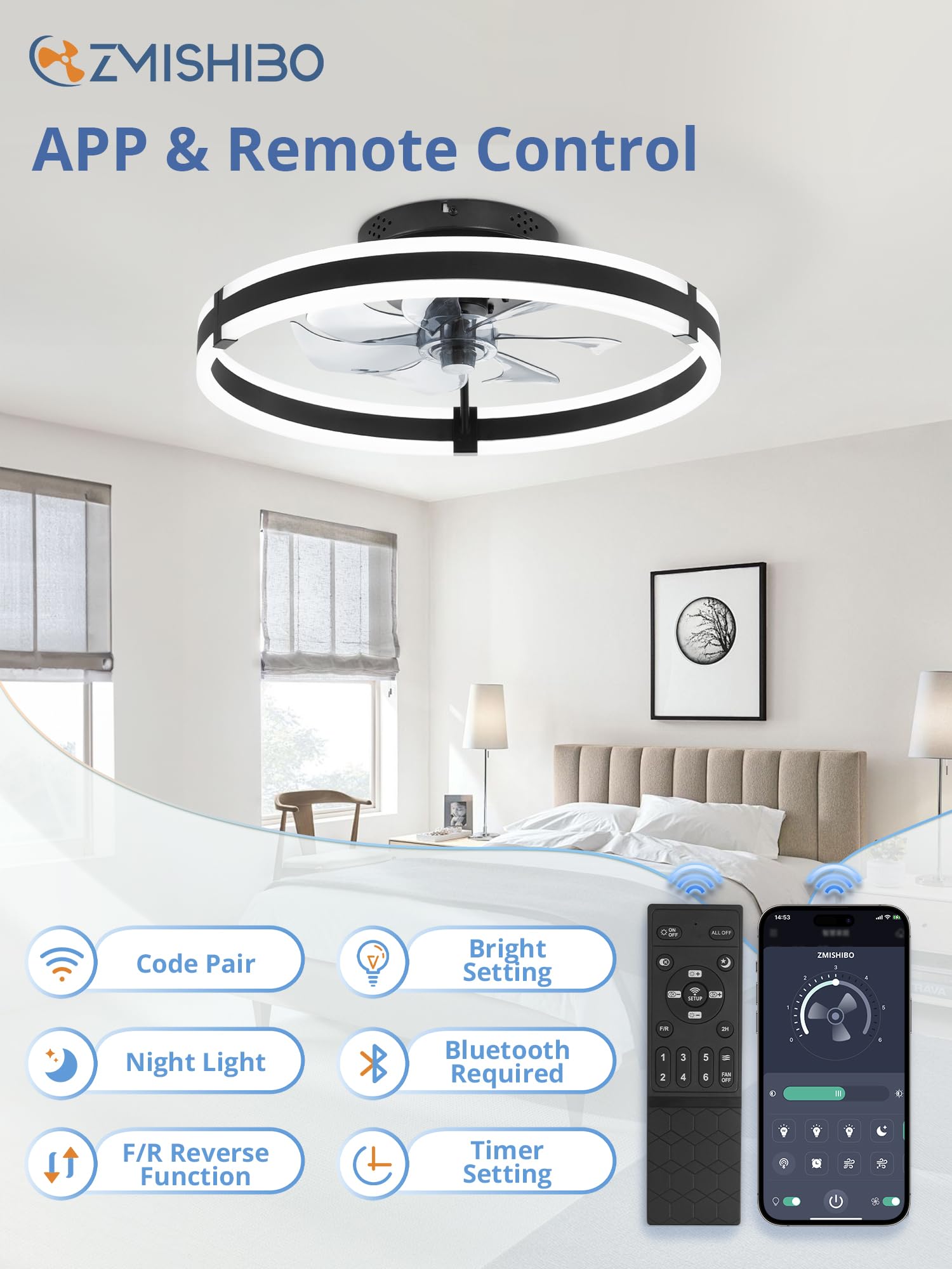 ZMISHIBO reversible DC motor enables seasonal comfort with adjustable airflow.