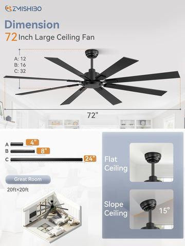 ZMISHIBO slope-capable design supports ceilings up to 15 degrees