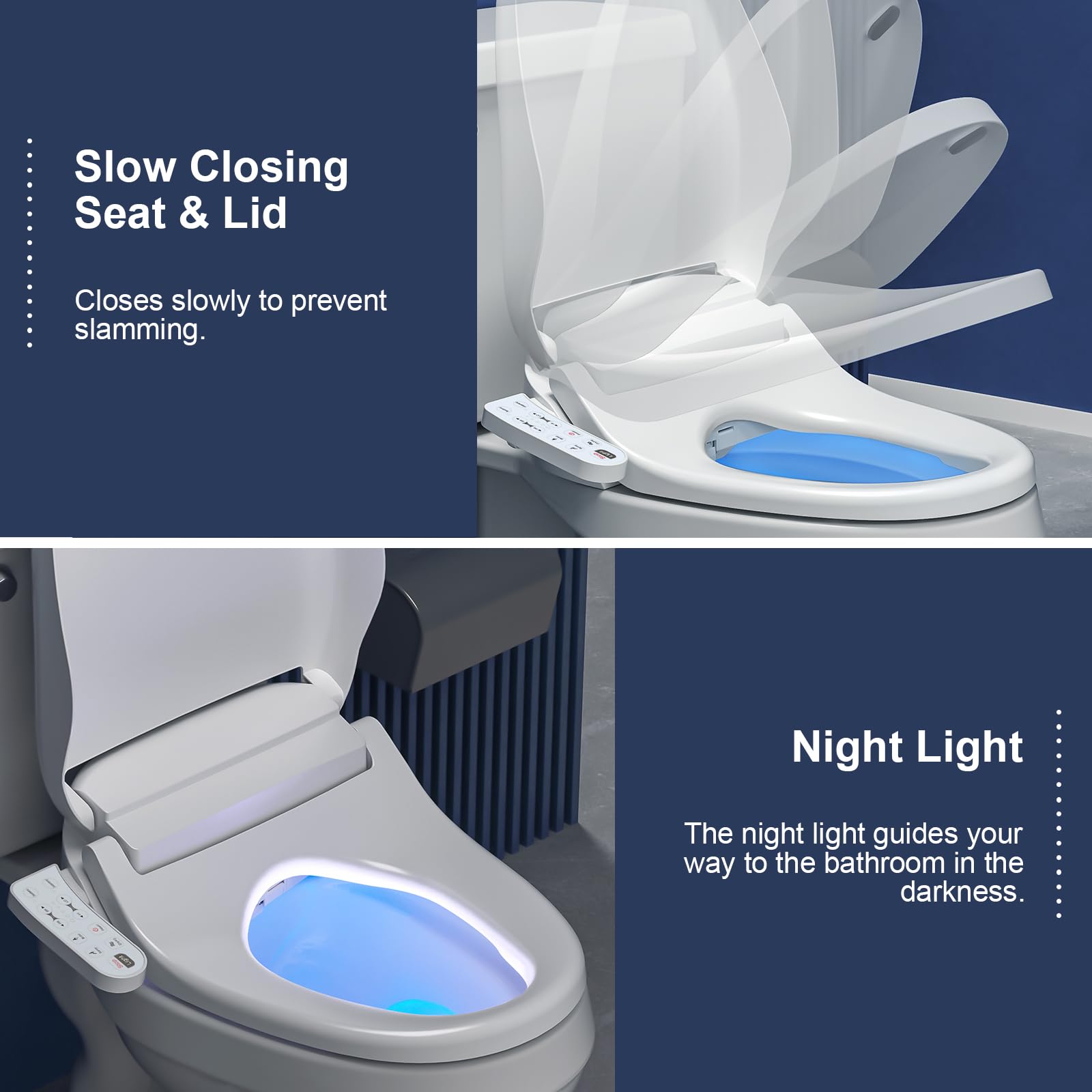 ZMJH 236D bidet seat LED night light for safe nighttime use