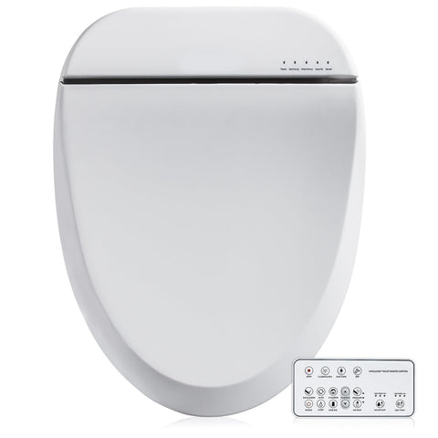 ZMJH A102S-W elongated seat front view showcases sleek design and quick setup.