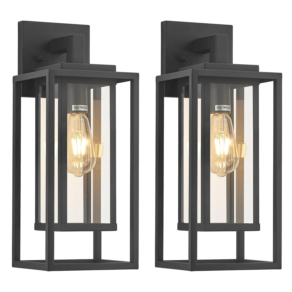 ZMKMOK 18in outdoor wall light with double cage in satin black for durable exterior illumination.
