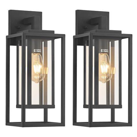 ZMKMOK 18in outdoor wall light with double cage in satin black for durable exterior illumination.