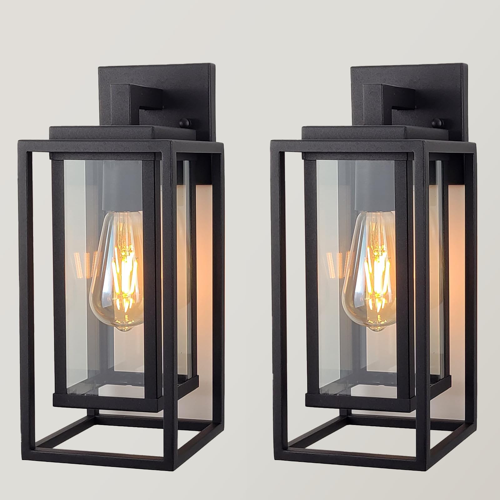 ZMKMOK outdoor wall light with double cage in satin black enhances curb appeal.