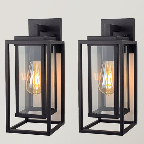 ZMKMOK outdoor wall light with double cage in satin black enhances curb appeal.