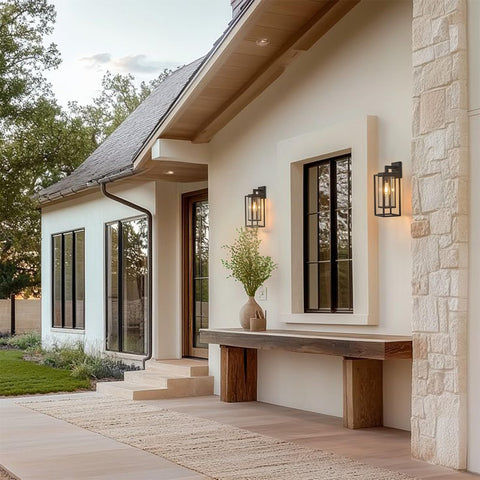 ZMKMOK tempered-glass panel outdoor light enhances porch visibility with clear, shatter-resistant glass.