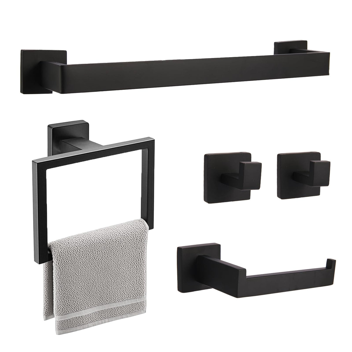 ZMNKLRY 5-piece bathroom set in matte black for a cohesive modern look