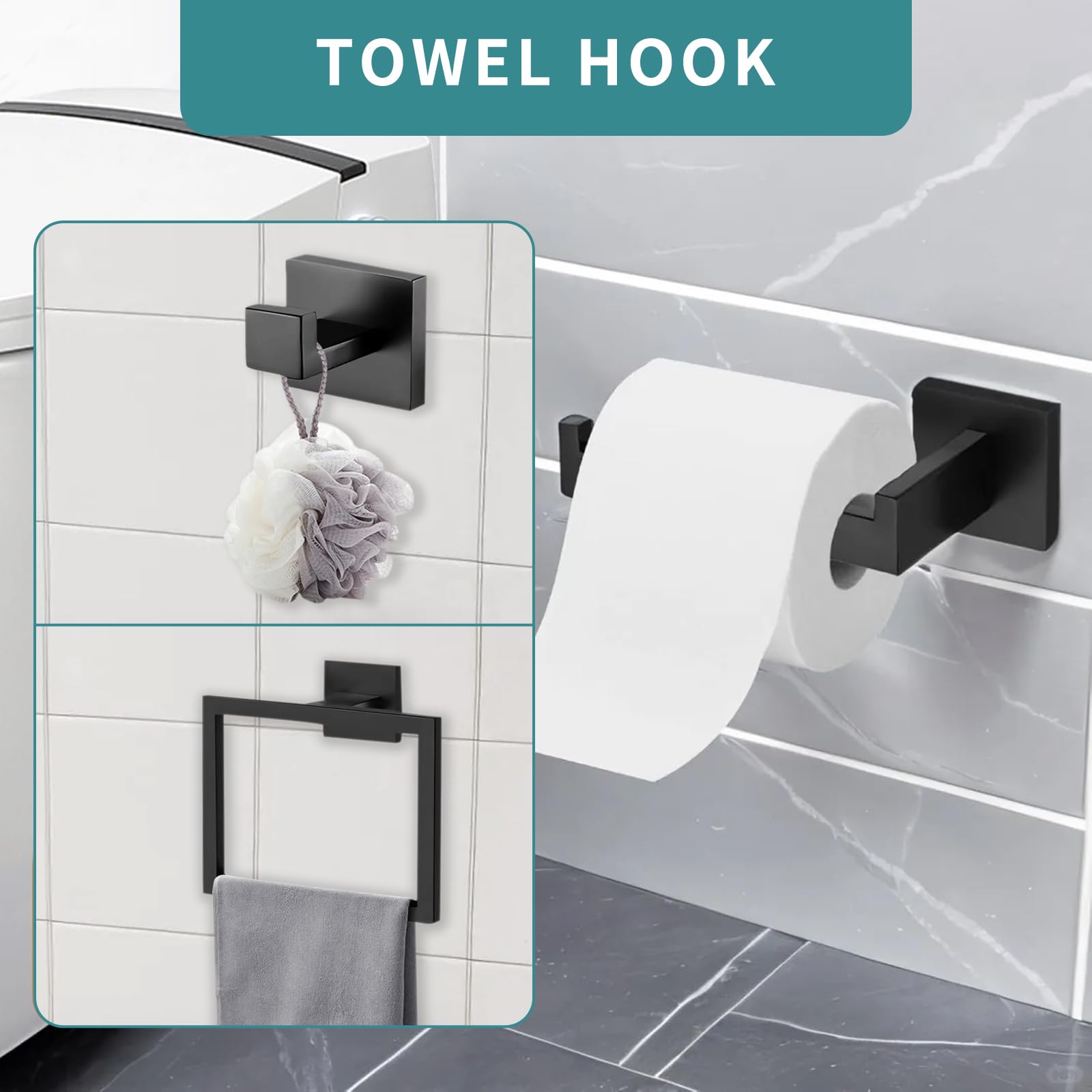 ZMNKLRY matte black toilet paper holder with concealed mount