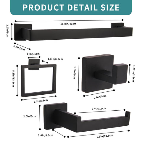 ZMNKLRY 15.6-inch towel bar with matte black finish for secure towels
