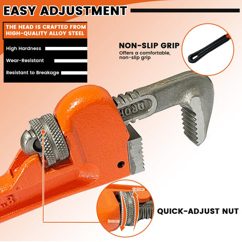 Zmwjyxx 14-inch pipe wrench delivers leverage for stubborn joints and leaky connections