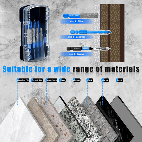 ZNXIMER durable, industrial-grade bits ideal for stone and tile projects
