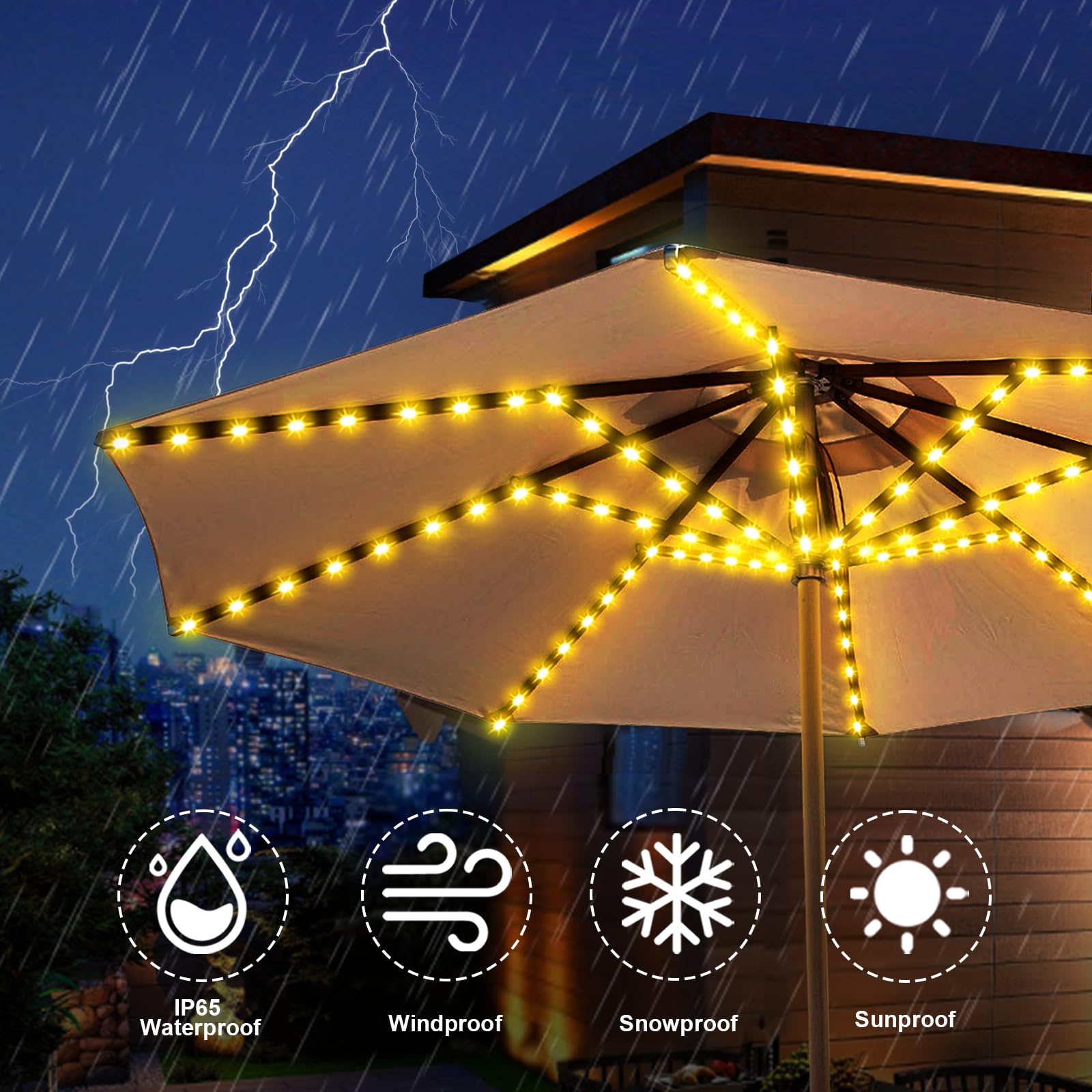 ZNYCYE ready-to-use kit installs on most patio umbrellas.