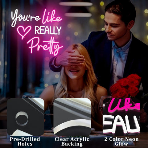 Zoaept neon light with pink heart pattern adding playful charm to teen rooms.