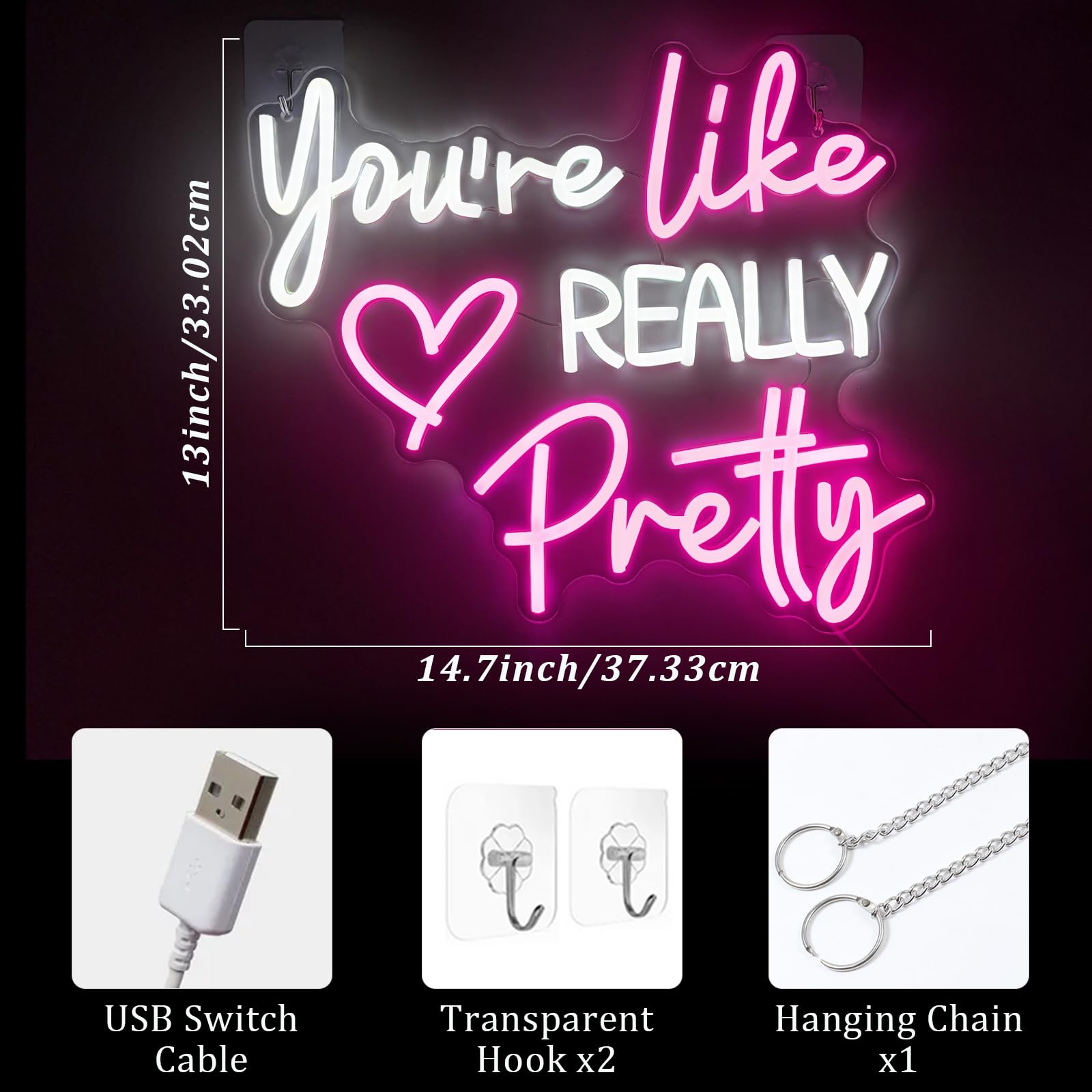 Zoaept USB powered neon sign compatible with adapter, power bank, or computer.
