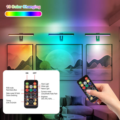 ZOCALOK picture light color modes offer 16 color options for ambiance