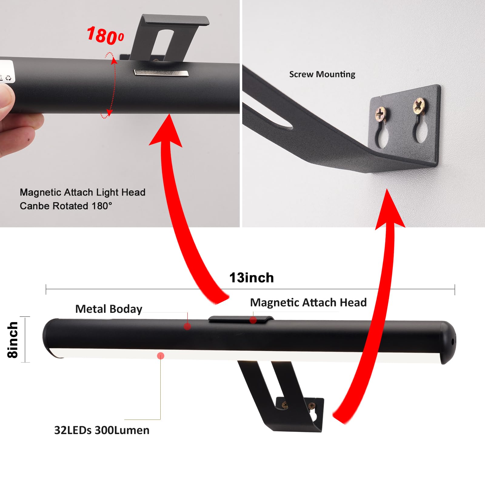 ZOCALOK picture light magnetic head rotation allows precise aiming