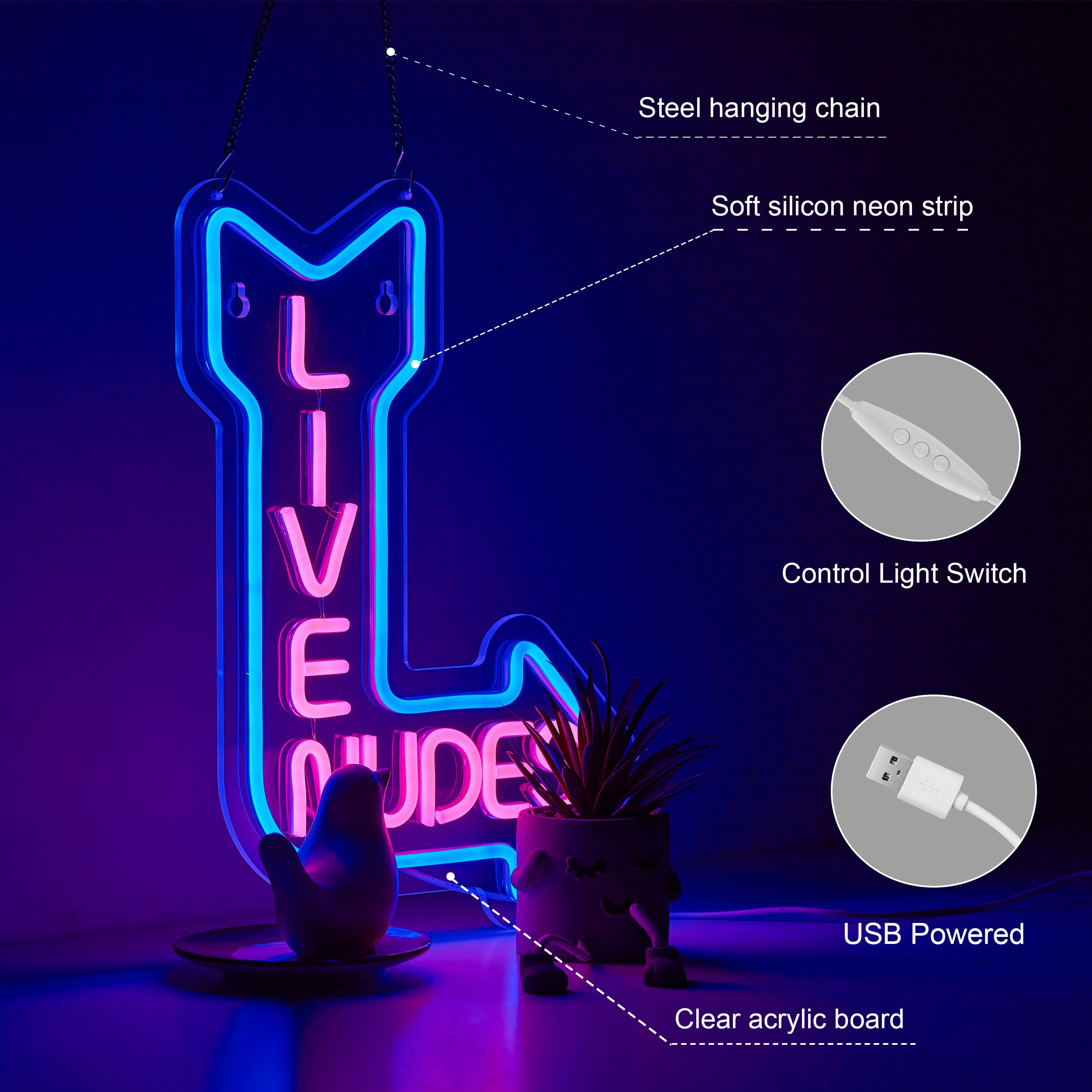 ZODZ neon sign uses flexible LED strips for a smooth, even glow.