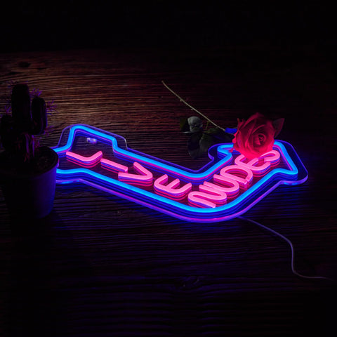 ZODZ neon sign includes hanging chain for quick wall mounting.