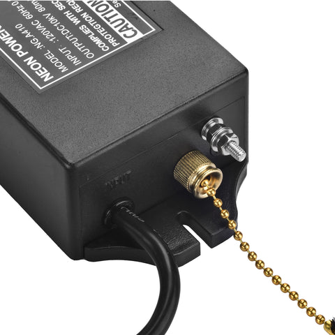 ZODZ power cable connection indicating easy hookup for glass signs