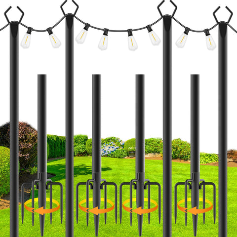 Zoegi 4-pack 10ft string light poles provide sturdy outdoor support for string lights