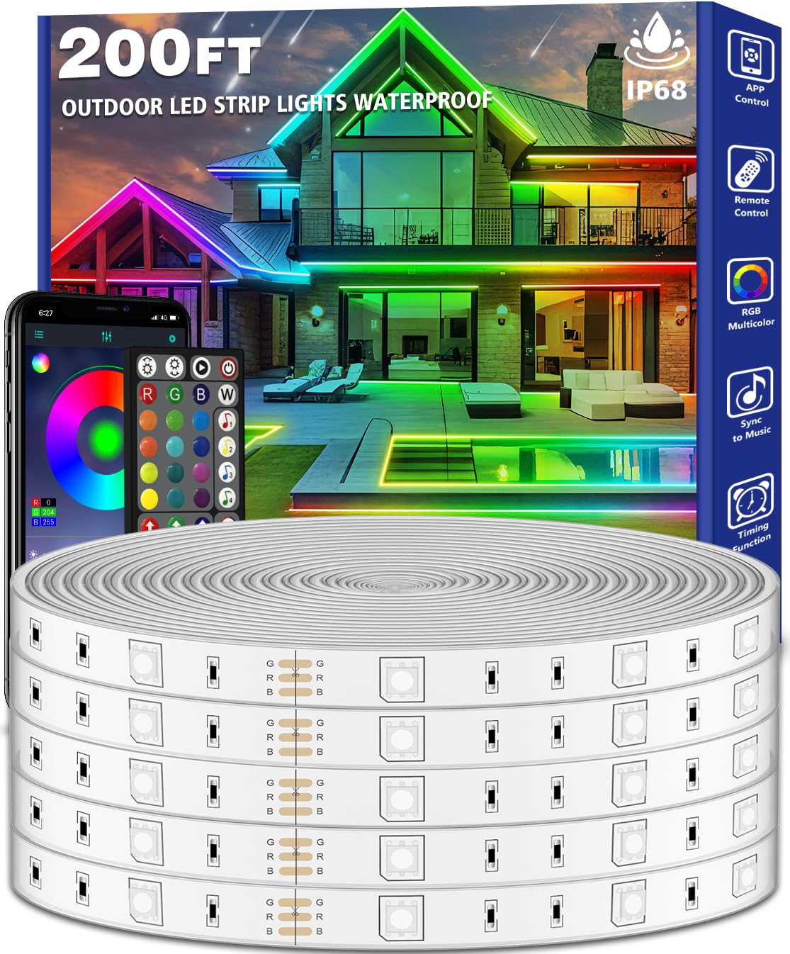Zoegi outdoor LED strip 200ft waterproof IP68 for decks and pools
