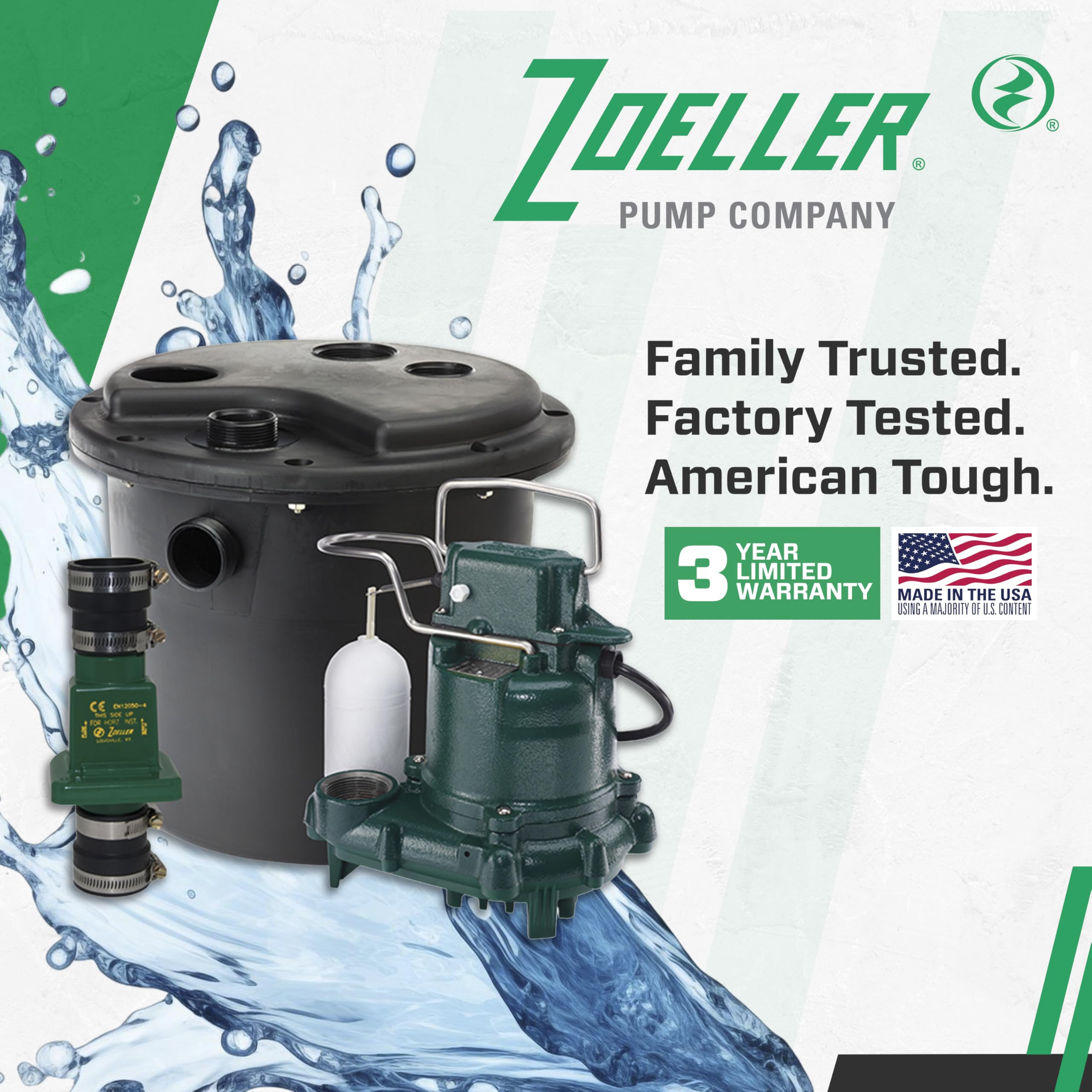 Zoeller 105-001 compact footprint fits cabinets and utility spaces neatly.