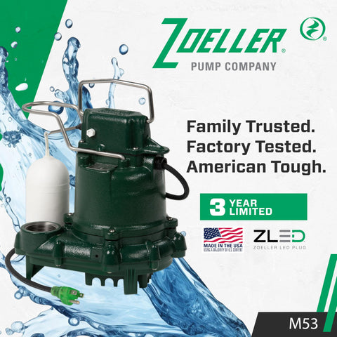 Zoeller M53 115V submersible pump for reliable basement protection.