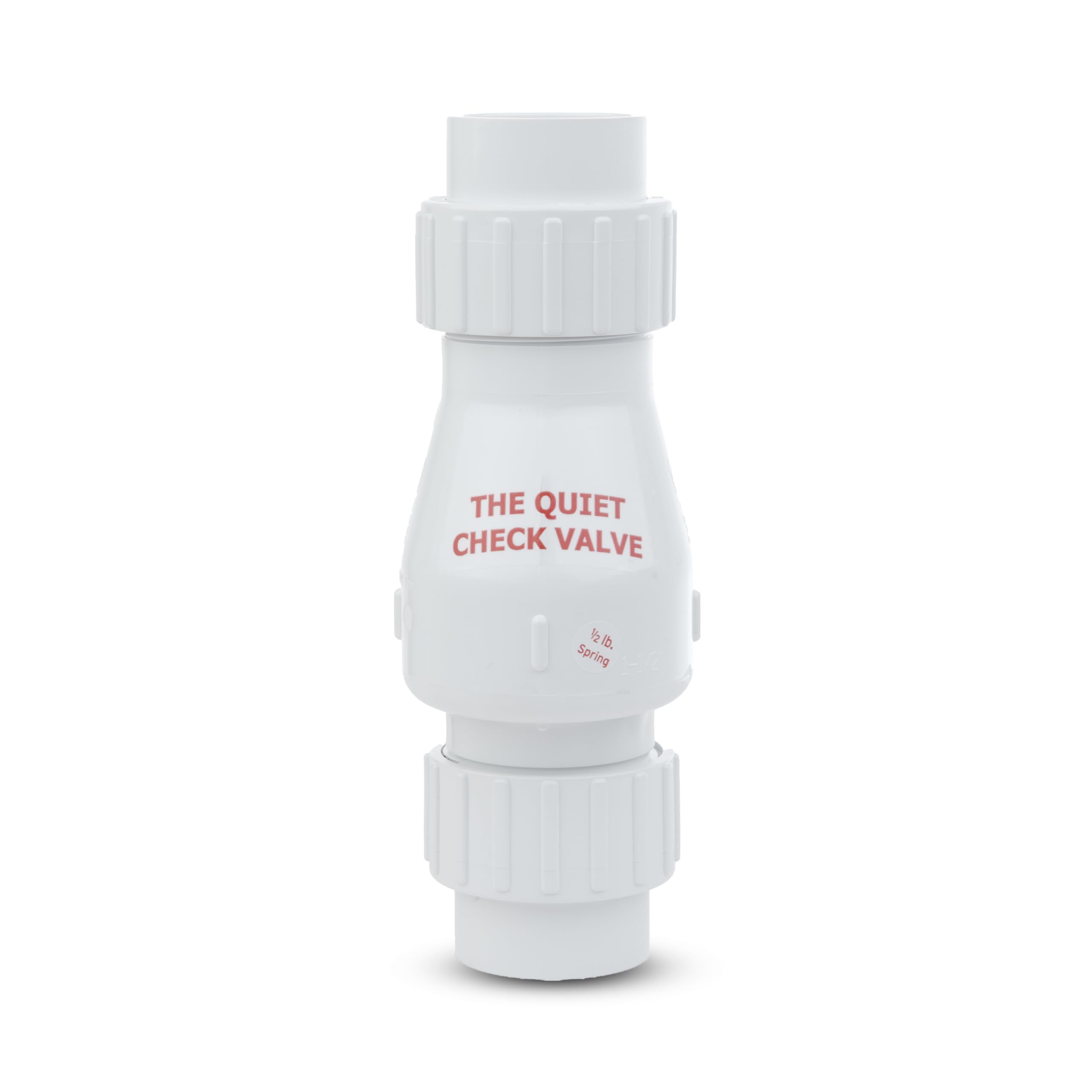 Zoeller quiet check valve with full-flow design for efficient sump discharge.