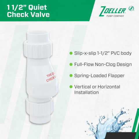Zoeller slip-x-slip unions ease installation without threading or pipe cutting.