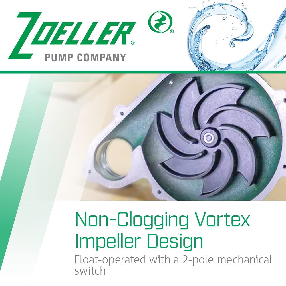 Zoeller Waste-Mate 267-0001 durable cast-iron housing for longevity.
