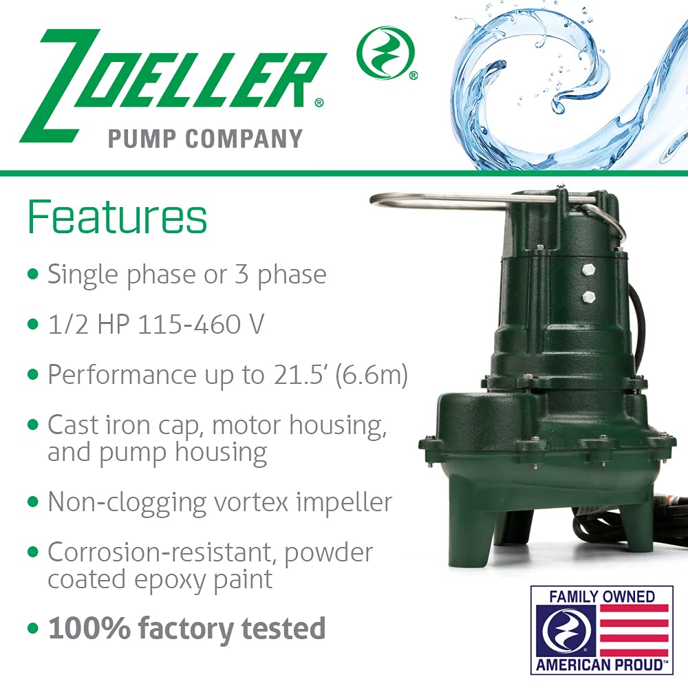 Zoeller Waste-Mate 267-0001 top view with auto float switch for automatic operation.