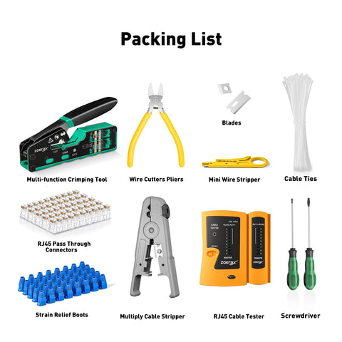 ZOERAX accessory pack includes screwdrivers, ties, and spare blades