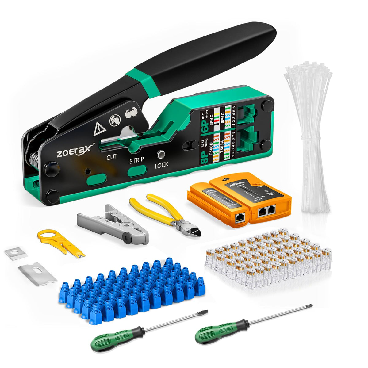 ZOERAX ethernet crimp tool kit for quick, reliable terminations during network installs