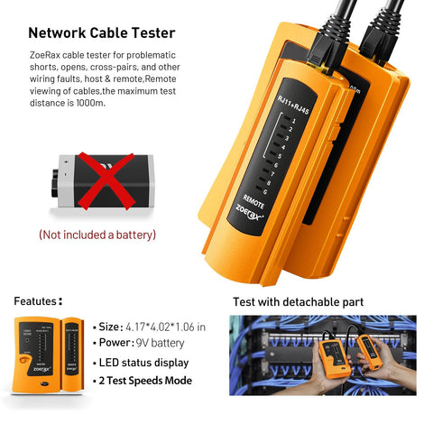 ZOERAX network cable tester helps verify LAN connections on site