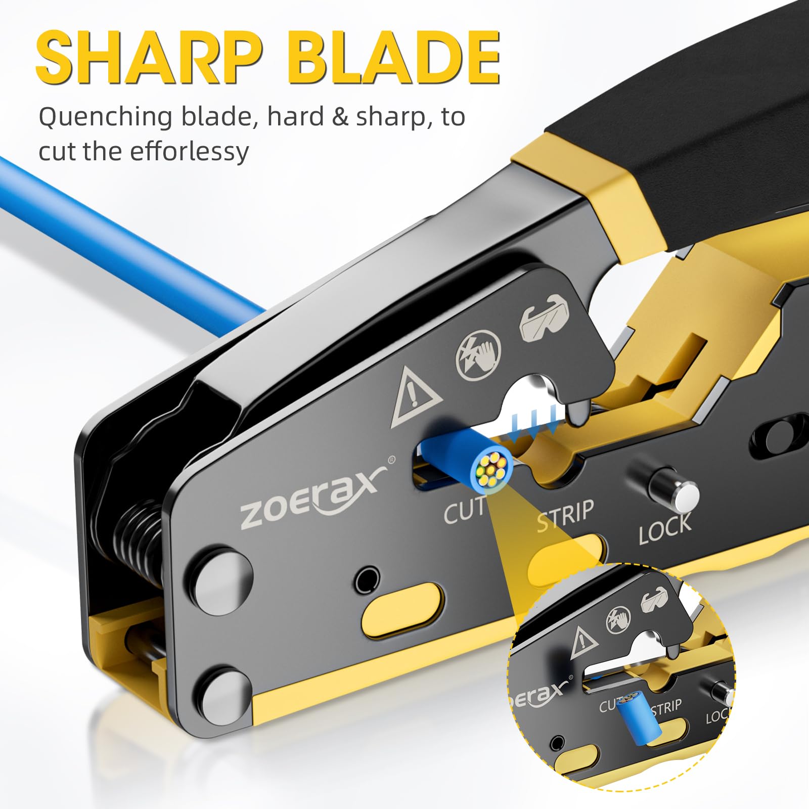 ZOERAX RJ45 crimping tool with ergonomic handle reduces hand fatigue during projects.