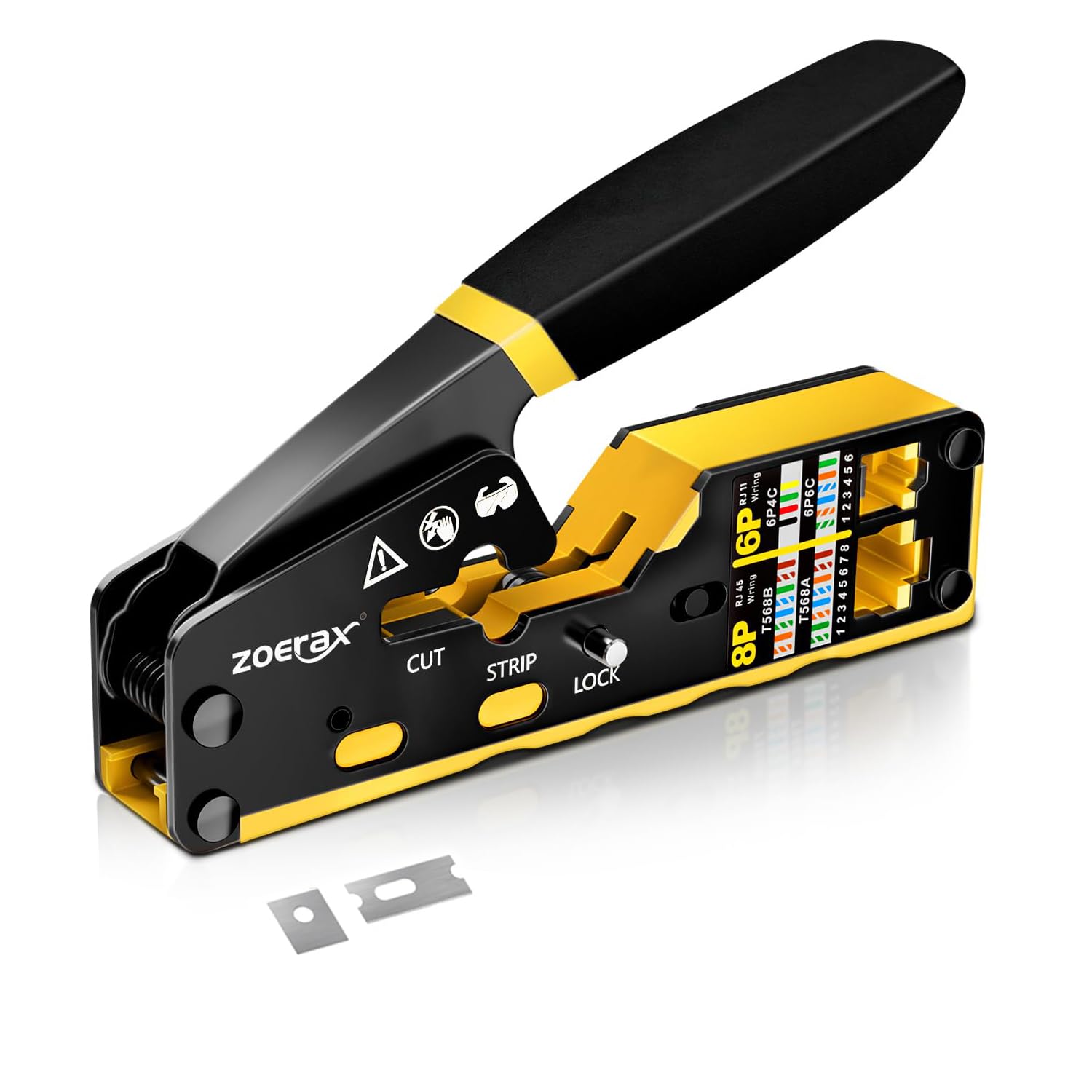 ZOERAX RJ45 crimping tool front view for precise crimps and clean cable terminations.