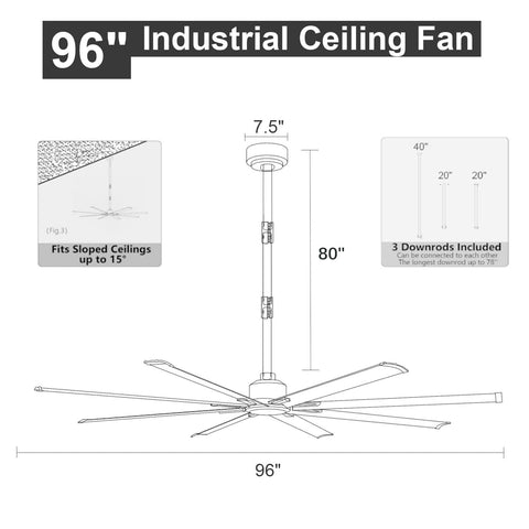 ZOEYON black commercial ceiling fan adds bold, professional style.