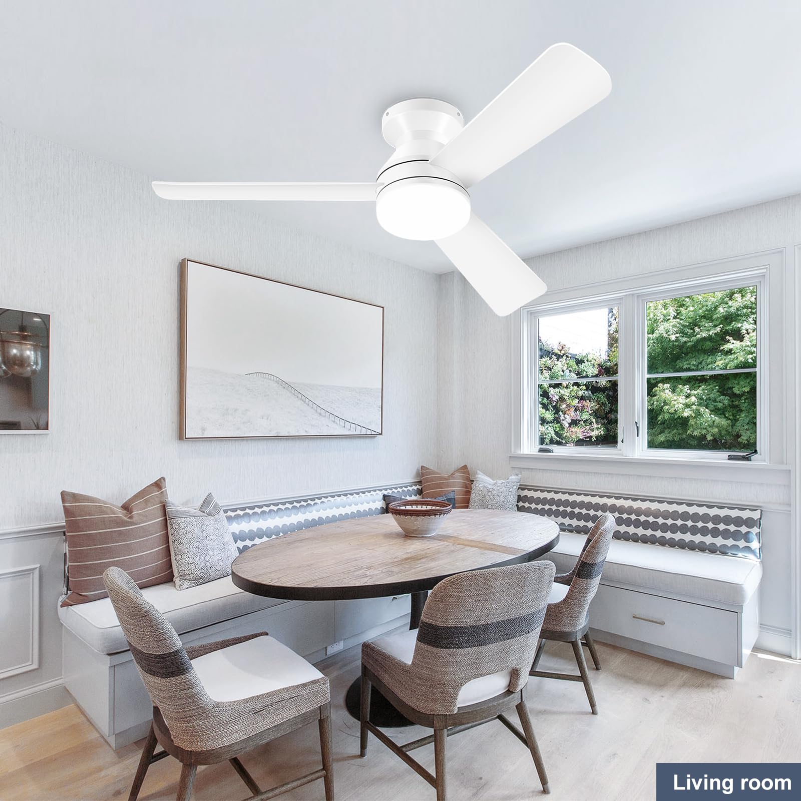Zoeyon low-profile flush-mount fan suits compact spaces with modern styling