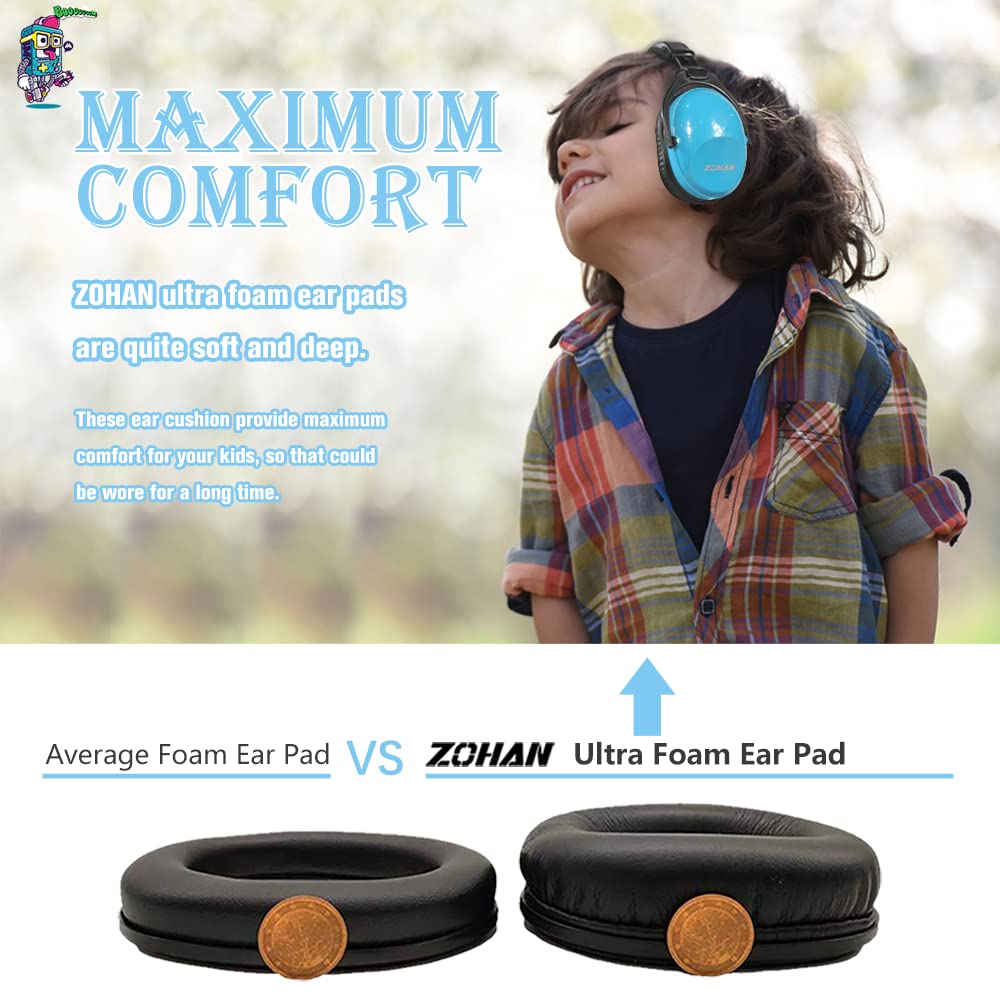 ZOHAN 030 blue ear protector with cushioned headband for comfort.