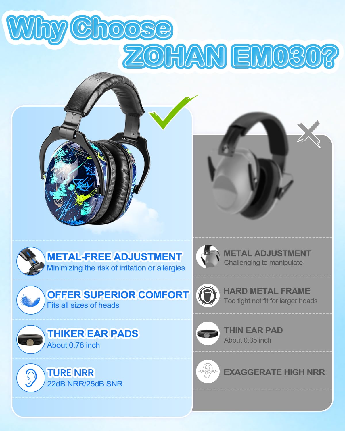 ZOHAN EM030 soft cushions provide comfortable hours of wear at events.