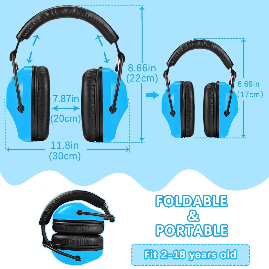 ZOHAN kids ear protection metal-free design minimizes pressure on ears