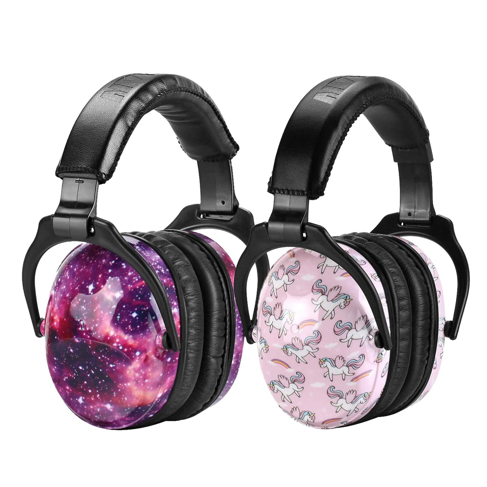 ZOHAN Kids Ear Protection Nebula pattern earmuffs provide comfortable over-ear protection at events.